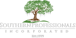 Southern Professionals Logo with tree white text